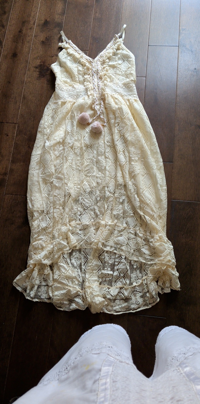 Lace Trim Cream Women's‎ Skirt